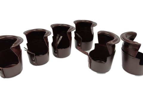 Komplet 6 skórzanych koszyków z łuzami