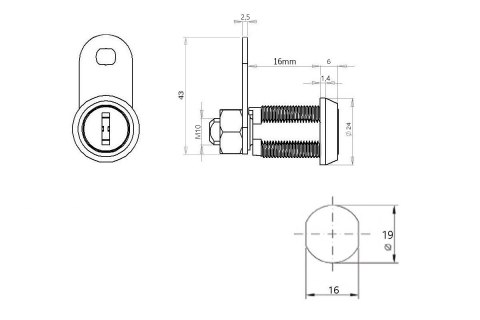 Zamek z frezowanym kluczem - Security Cam Locks.