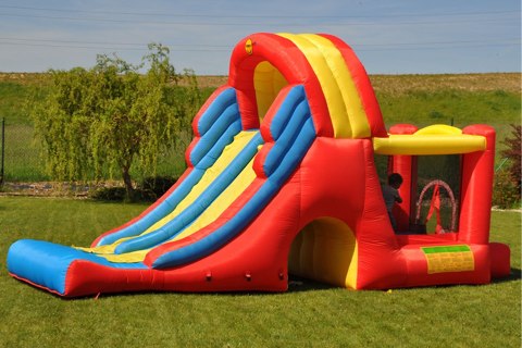 Dmuchana olbrzymia podwójna zjeżdżalnia Happy Hop - Zamek 4w1