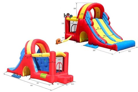 Dmuchana olbrzymia podwójna zjeżdżalnia Happy Hop - Zamek 4w1