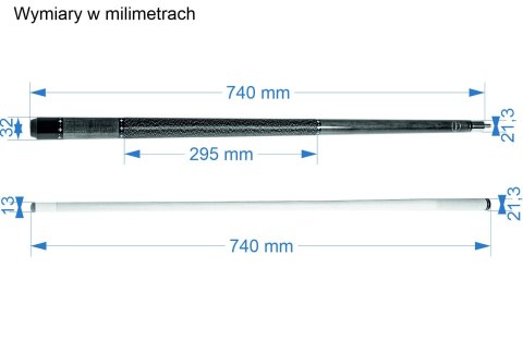 Kij bilardowy 2-cz. Europool Series A szary