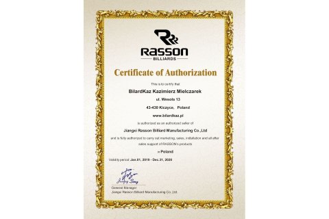 Stół bilardowy Rasson, seria MR-sung model IRON MAN 9ft